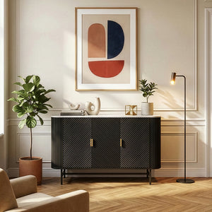 Sideboard Olvehok 110x40x77 cm Svart/Marmorutseende, vit [en.casa]