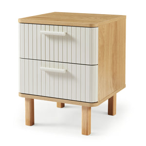 Nattduksbord Ferrersp med 2 lådor 50x40x40 cm eklook/sandfärgad [en.casa]