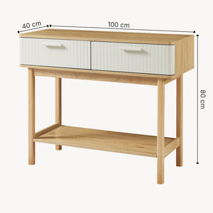 Konsolbord Ferrersp med 2 lådor 100x40x80 cm Eklook/Sandfärgad [en.casa]