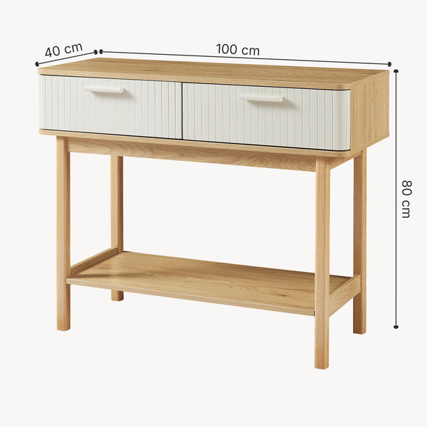 Konsolbord Ferrersp med 2 lådor 100x40x80 cm Eklook/Sandfärgad [en.casa]