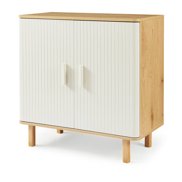 Sideboard Ferrersp med 2 dörrar 80x80x40 cm eklook/sandfärgad [en.casa]