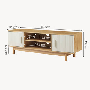 TV-skåp Ferrersp med 2 dörrar 140x40x45 cm eklook/sandfärgad [en.casa]