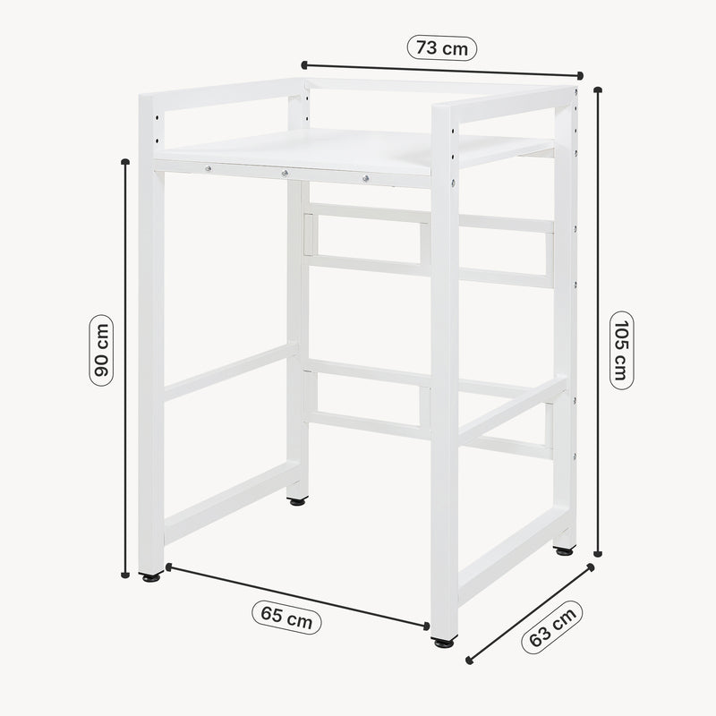 Måttskiss Tvättmaskinshylla Hängande 105x73x63 cm Vit [en.casa]