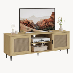TV-bänk Lukhomso 152x40x54 cm Eklook/Rattanlook [en.casa]