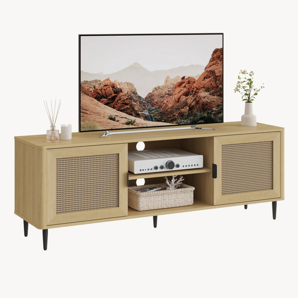 TV-bänk Lukhomso 152x40x54 cm Eklook/Rattanlook [en.casa]
