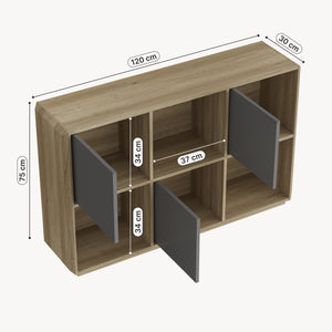 Sideboard Trömi 75x120x30 cm Eklook/Grå [en.casa]