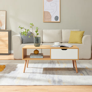 Soffbord Bordkak med låda 100x48x45 cm eklook/vit [en.casa]
