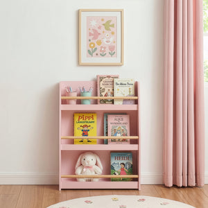 Barnbokhylla Virer 78x60x18 cm Rosa [en.casa]