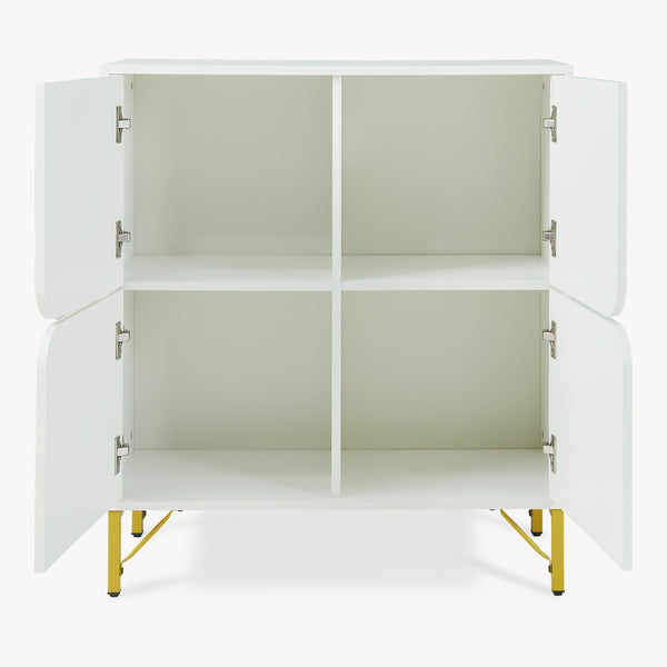 Sideboard Reyri 90x80x35 cm Vit/Guldfärgad [en.casa]