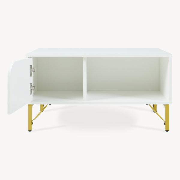 Soffbord Reyri 80x45x42 cm Vit/Guldfärgad