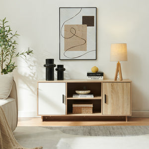 TV-bänk Kenta 120x39x52 cm Sonoma-eklook/Vit [en.casa]