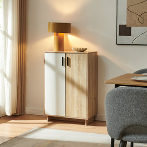 Sidobord Kenta 90x60x35 cm Sonoma-eklook/Vit [en.casa]