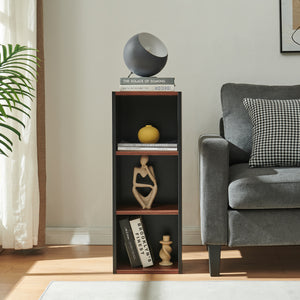 Bokhylla 'Trond' med 3 öppna fack 80 x 30 x 23 cm Svart/Valnötsutseende