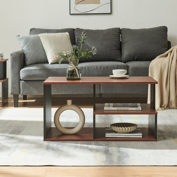 Soffbord Trond 80x40x42 cm Svart/Valnöt [en.casa]