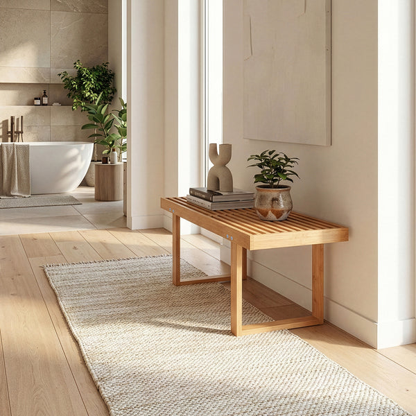 Bänk Aarela 91x41x38 cm Bambus [en.casa]