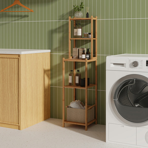 Badhylla Anun 128x30x30 cm Bambus Natur [en.casa]