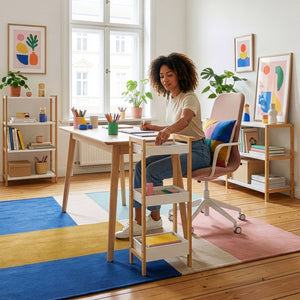 Badhylla Anun med 3 nivåer 75x28x20 cm bambu natur/vit [en.casa]