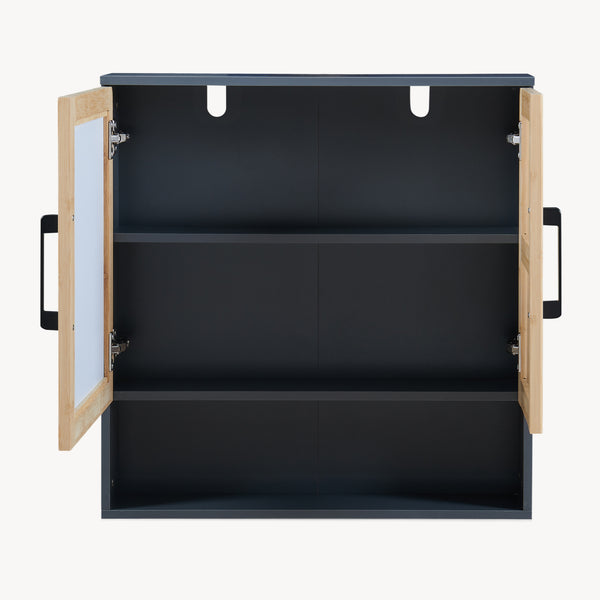 Spegelsskåp Svanes 58x56x13 cm Mörkgrå/Natur [en.casa]
