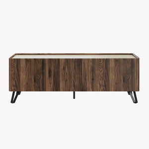 TV-bänk Trorlon 160x40x55 cm Valnötslook/Travertin [en.casa]