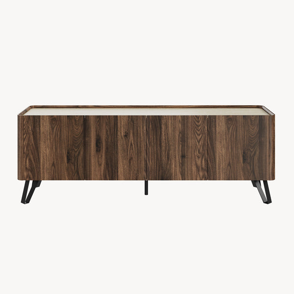 TV-bänk Trorlon 160x40x55 cm Valnötslook/Travertin [en.casa]