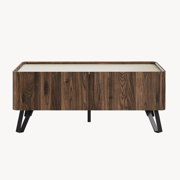 Soffbord Trorlon 100x50x40 cm Valnötslook/Travertin [en.casa]