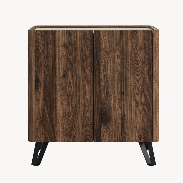 Byrå Trorlon 83x80x40 cm valnötslook/travertin [en.casa]