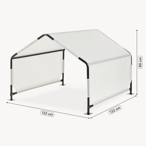 Utomhustält för hund Valevali 122x122x90 cm Svart/Vit [en.casa]