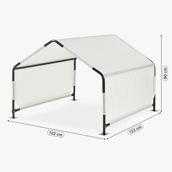 Utomhustält för hund Valevali 122x122x90 cm Svart/Vit [en.casa]
