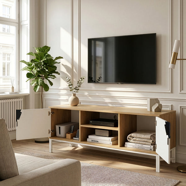 TV-bänk Kerrköndam 120x40x46 cm Eklook/Vit [en.casa]