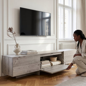 TV-bänk Kapipimso med 3 klaffar 194x31x37 cm eklook, grå [en.casa]