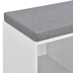 [en.casa] Skohylla/Skoskåp/Bänk med skoförvaring-Vit/Grå-103x30x48cm