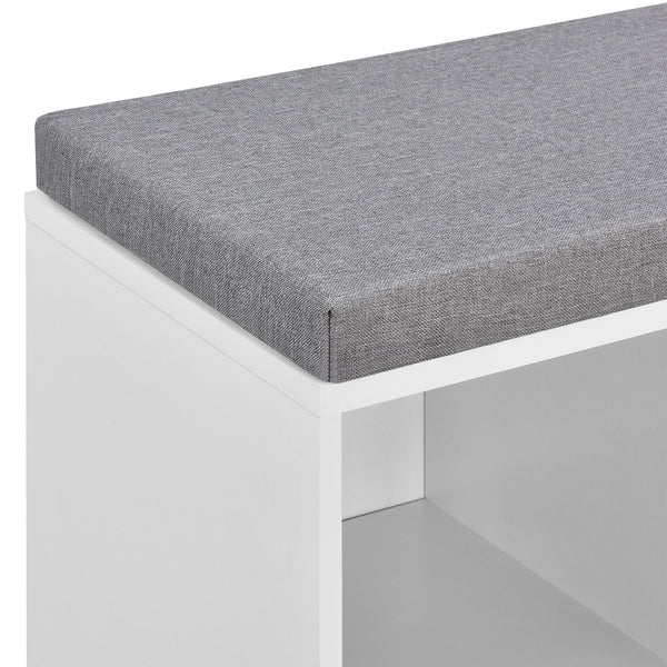 [en.casa] Skohylla/Skoskåp/Bänk med skoförvaring-Vit/Grå-103x30x48cm