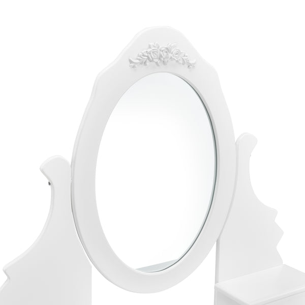 Toalettbord/sminkbord Limerick med spegel och stol 141x75x40cm vit [en.casa]