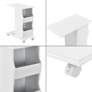 Soffbord med hjul 53x30x63cm vit tidningshållare [en.casa]