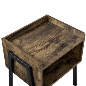 Sängbord Andernach 52x42x35cm metall svart trämönster [en.casa]