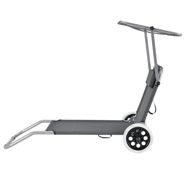 Solsäng med tak och hjul set om 2 mörkgrå 4 lägen [casa.pro]