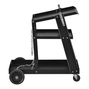 Svetsvagn i stål 70,4x39x72,5cm svart 3 stora förvaringsytor och hållare för gasflaska [pro.tec]