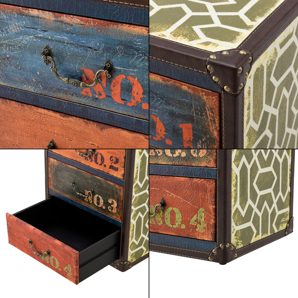 Byrå Goslar med 4 lådor 66x40x30cm MDF konstläder flerfärgad [en.casa]