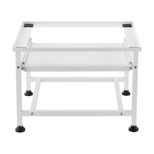 Tvättmaskinsstativ Förhöjningssockel med utdragbar hylla 63x54x41cm stål vit [en.casa]