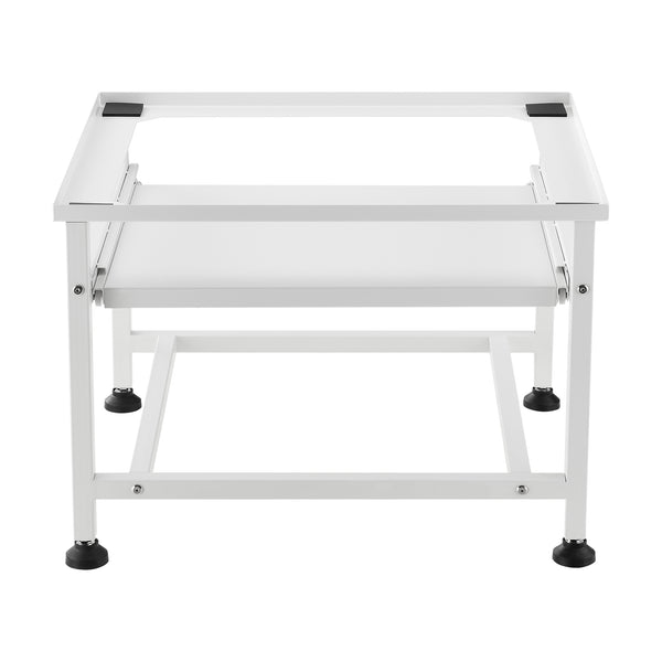 Tvättmaskinsstativ Förhöjningssockel med utdragbar hylla 63x54x41cm stål vit [en.casa]