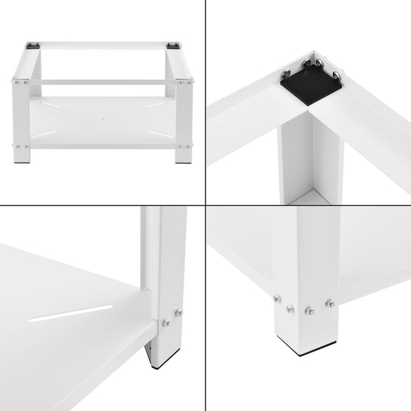 Tvättmaskinsstativ Förhöjningssockel med hylla 63x54x31cm stål vit max. belastning150 kg [en.casa]