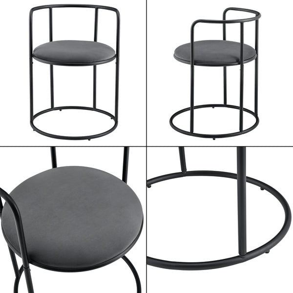 Caféset Älvkarleby bord och 2 stolar stål svart [en.casa]