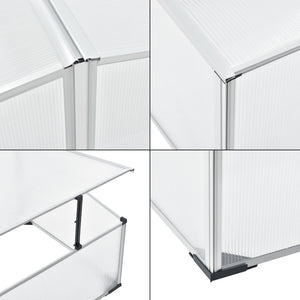 Mossel kylram med dubbelt tak 100x120x40 cm aluminium polykarbonat en.casa