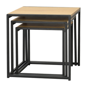 Soffbord Ringsaker set om 3 svart ekfärg [en.casa]
