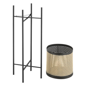 Piedestal Colfontaine set om 2 med krukor metall svart sandfärg [en.casa]