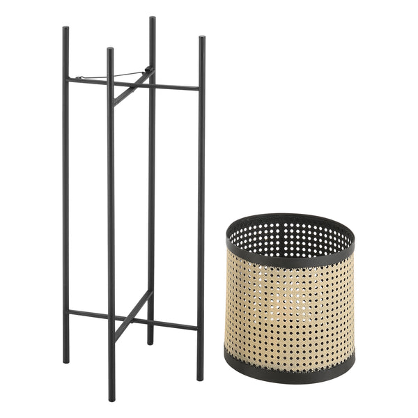 Piedestal Colfontaine set om 2 med krukor metall svart sandfärg [en.casa]