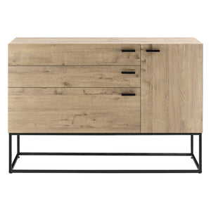 Sideboard Hylte sidobord metall svart ekfärg 3 lådor [en.casa]