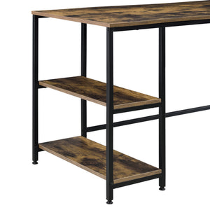 Skrivbord Vilhelmina med hylla 76,5x120x60cm stål spånskiva svart mörkt trämönster [en.casa]