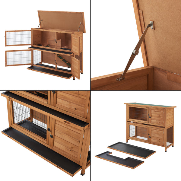 Kaninbur Falkenau Smådjursinhägnad 104x122x50cm Tallträ [en.casa]