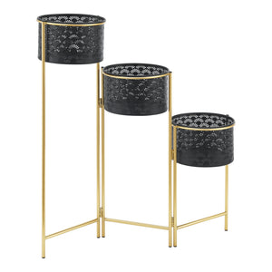 Piedestal Kieldrecht hopfällbar 3 krukor 70x70x20 cm metall [en.casa] 